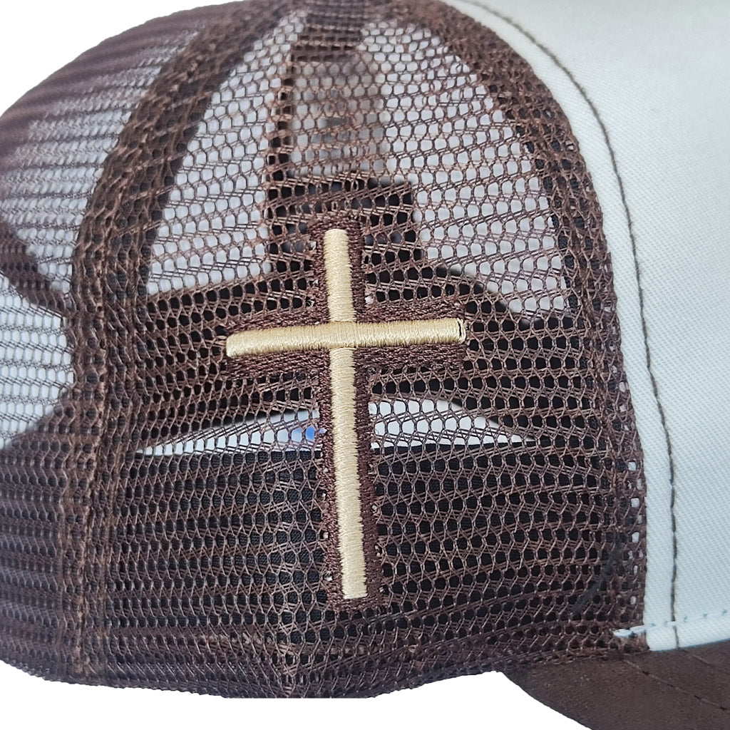 gorra para hombre cafe con blanco