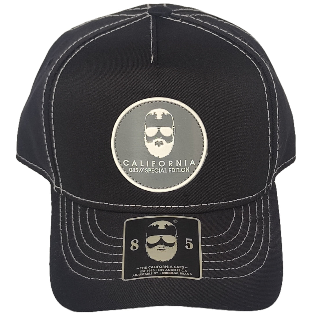 GORRA CALIFORNIA CAPS CLASICA NEGRA LOGO GRIS