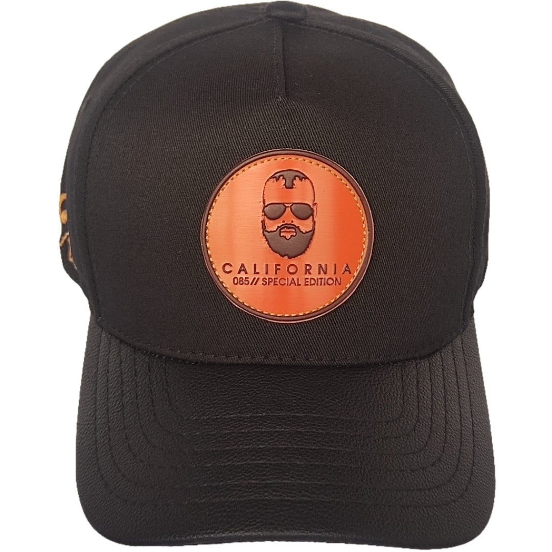 gorra para hombre negra con visera en cuero negro