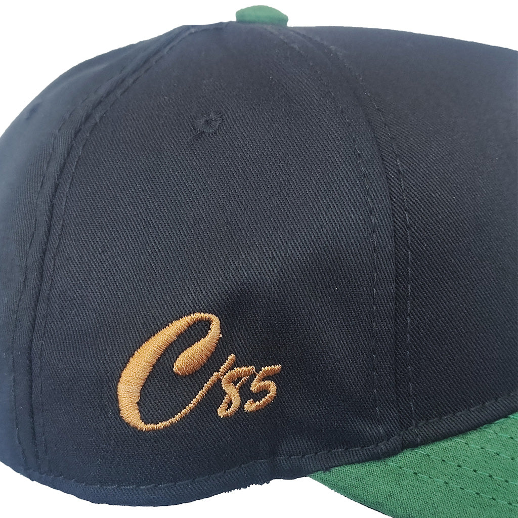 gorra california caps negra con verde