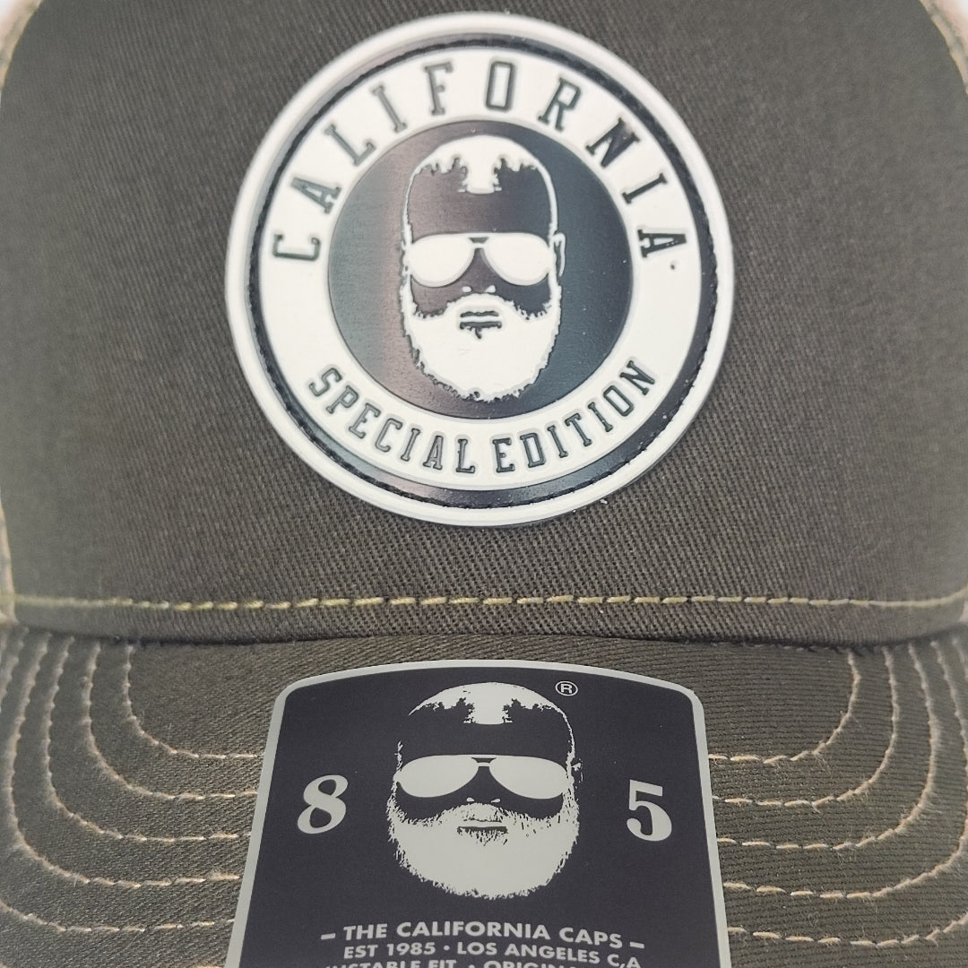 gorra california caps verde con malla beige