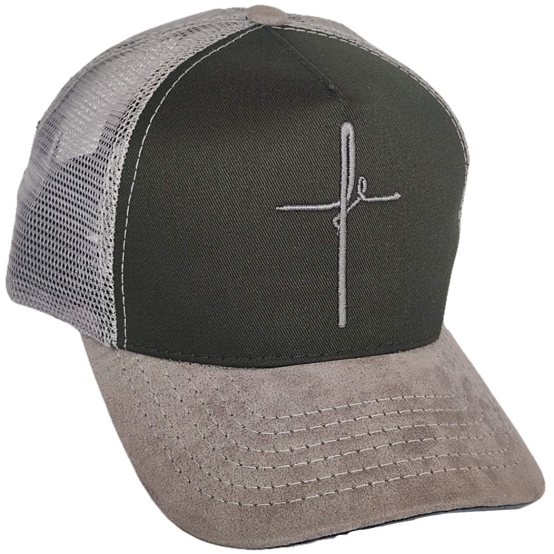 gorra original verde militar con malla gris