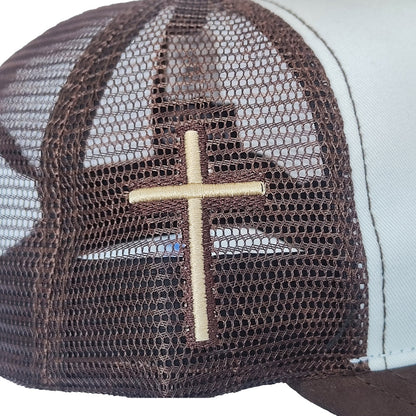 gorra para hombre cafe con blanco