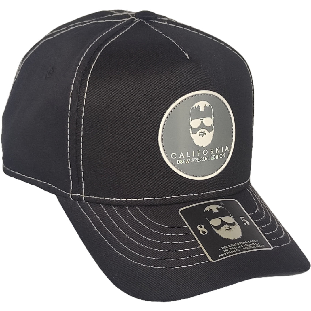 GORRA CALIFORNIA CAPS CLASICA NEGRA LOGO GRIS