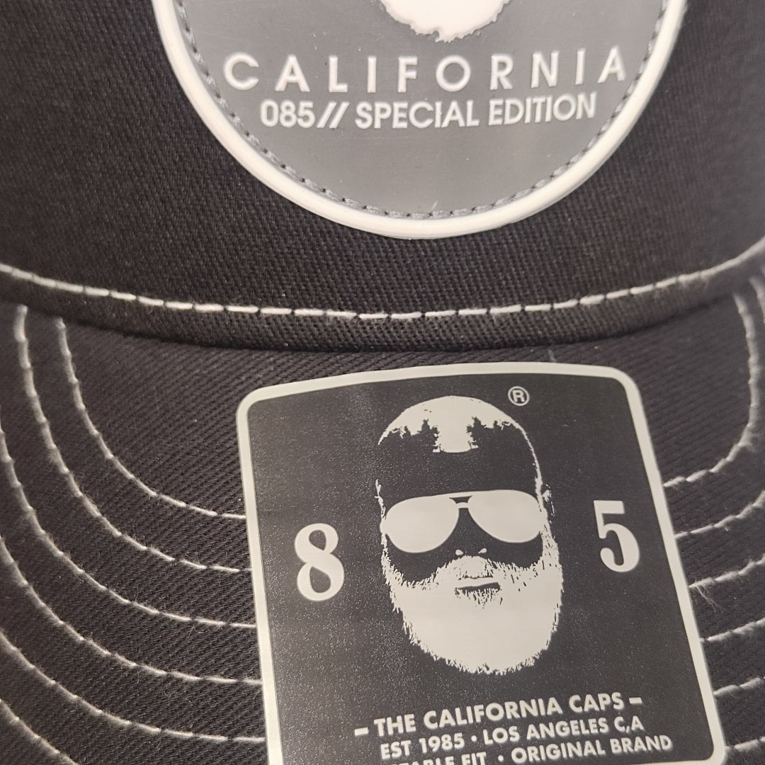 GORRA CALIFORNIA CAPS CLASICA NEGRA LOGO GRIS