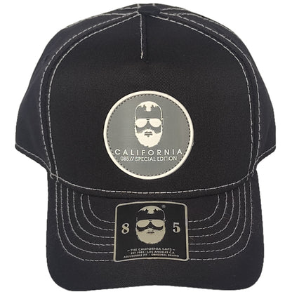 GORRA CALIFORNIA CAPS CLASICA NEGRA LOGO GRIS