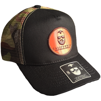 gorra negra para hombre con malla camuflada