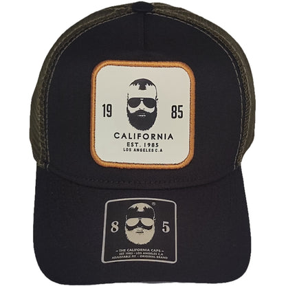 gorra camionera para hombre negra con malla y parche