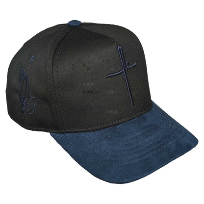 gorra california caps fe negra con visera azul