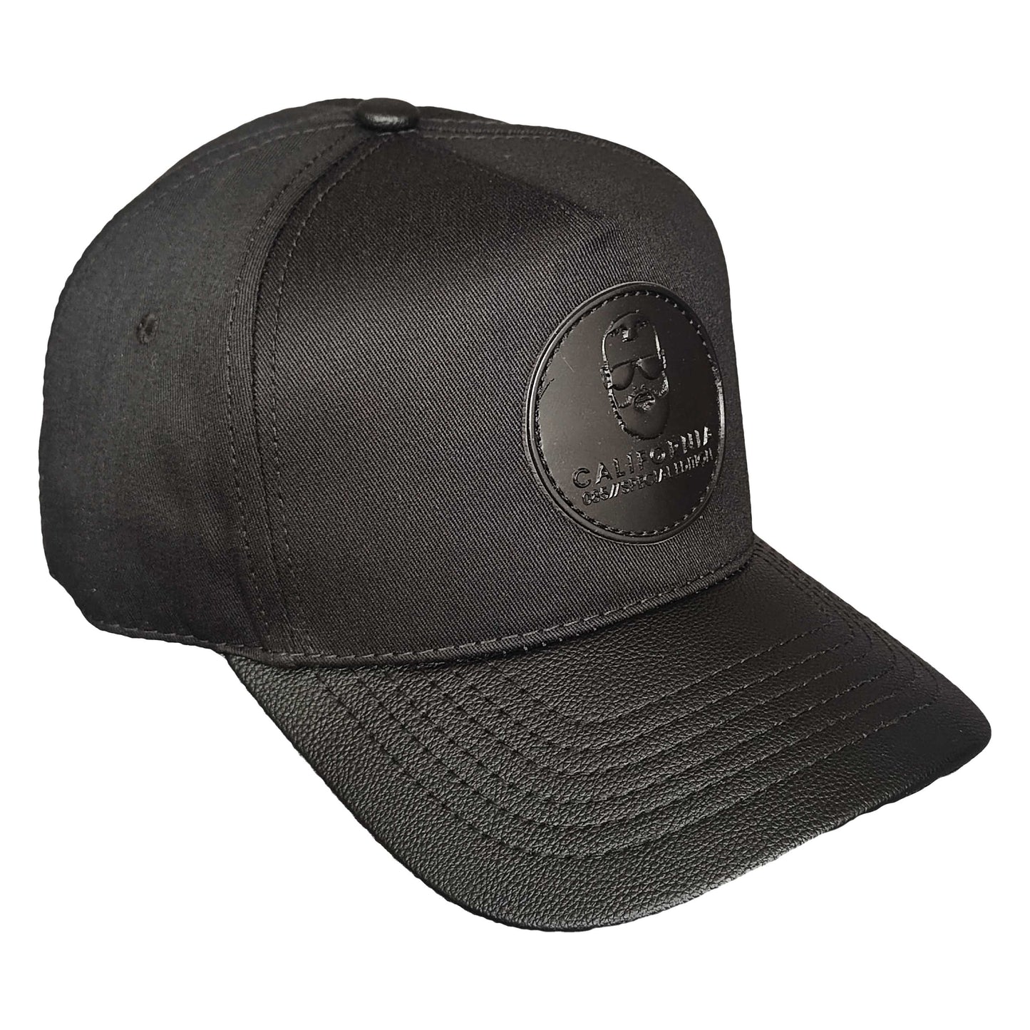 gorra negra para hombre con visera en cuero negro