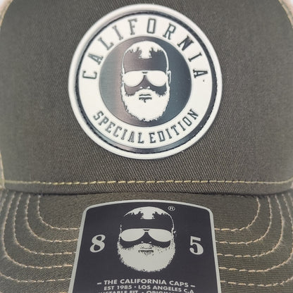gorra california caps verde con malla beige